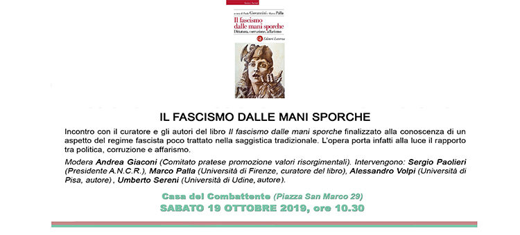 19 ottobre, Prato – Presentazione libro “Il fascismo dalle mani sporche”