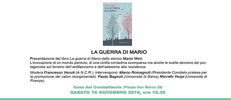 16 novembre, Prato – Presentazione libro “La guerra di Mario”