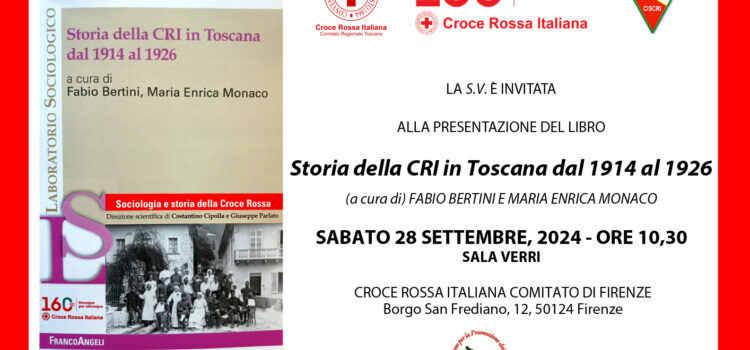 28 settembre, Firenze – Presentazione del libro “Storia del CRI in Toscana dal 1914 al 1926”