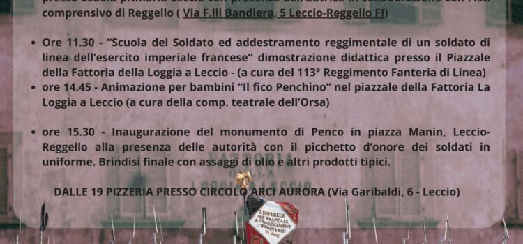 19 ottobre, Leccio, Reggello – “Il periodo napoleonico in Valdarno e il personaggio di Penco tra storia e leggenda”